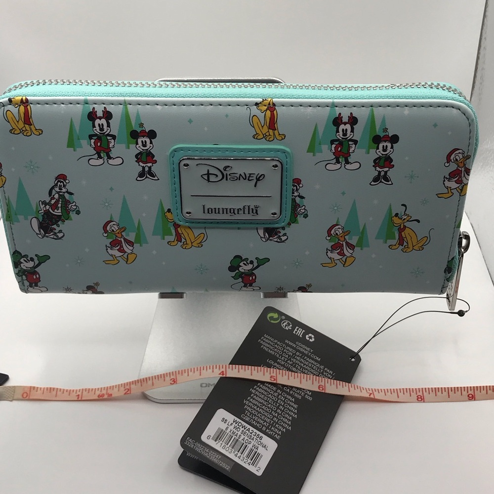 Loungefly Disney Mint Holiday Mickey & Friends Zip Wallet